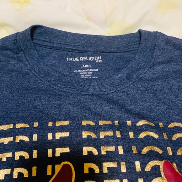 True Religion Men’s Blue T-shirt Size: L Brand New - Picture 2 of 4